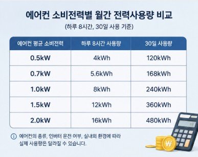 에어컨 전력 사용량 비교